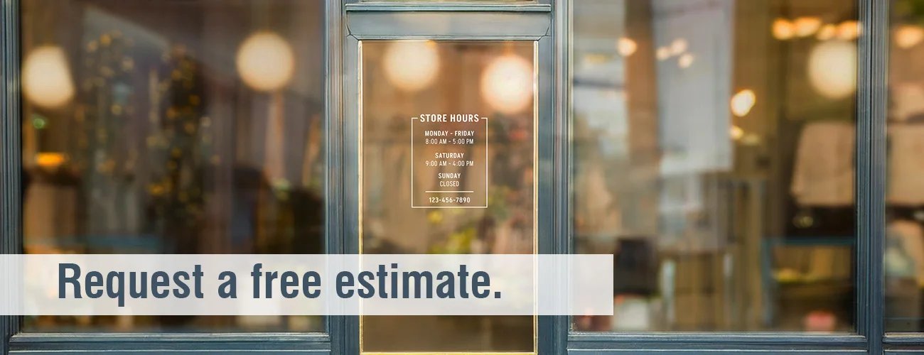 Business hours vinyl window decals 